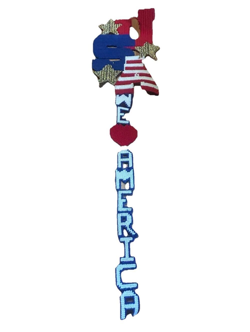 Handmade Plastic Canvas Needlepoint 4th of July USA Uncle Sam Wall Hanging 24”